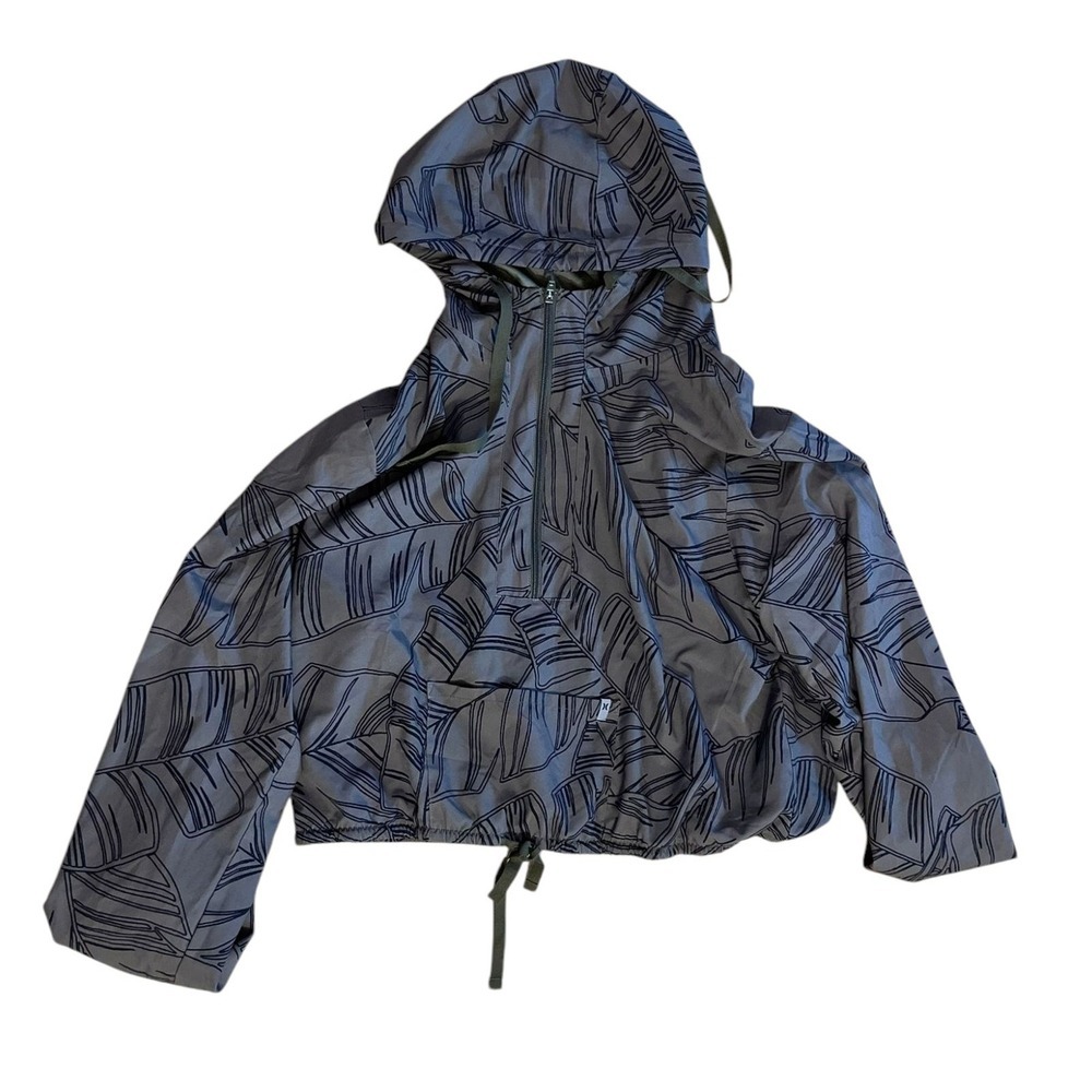 Hurley Windbreaker Jacket Leaf Print Half‎ Zip Pullover Hoodie XL